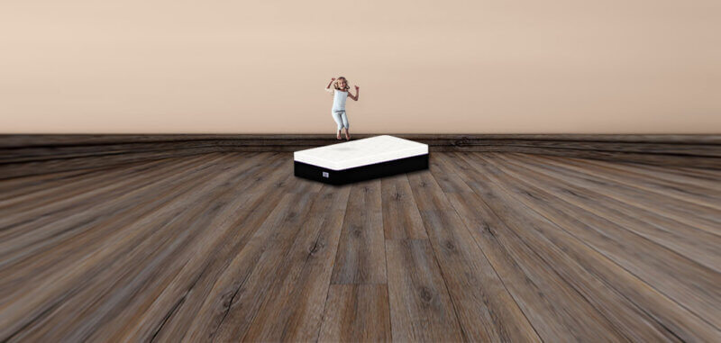 Small girl jumping on a memory foam mattress - twin size mattress - twin size bed