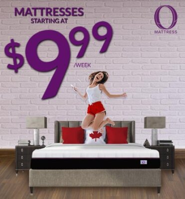 Omni mattress starting at $9.99 a week - Girl Jumping in a bed