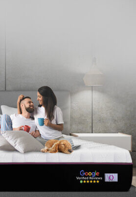 Couple Laying in the bed with Omni mattress Mobile